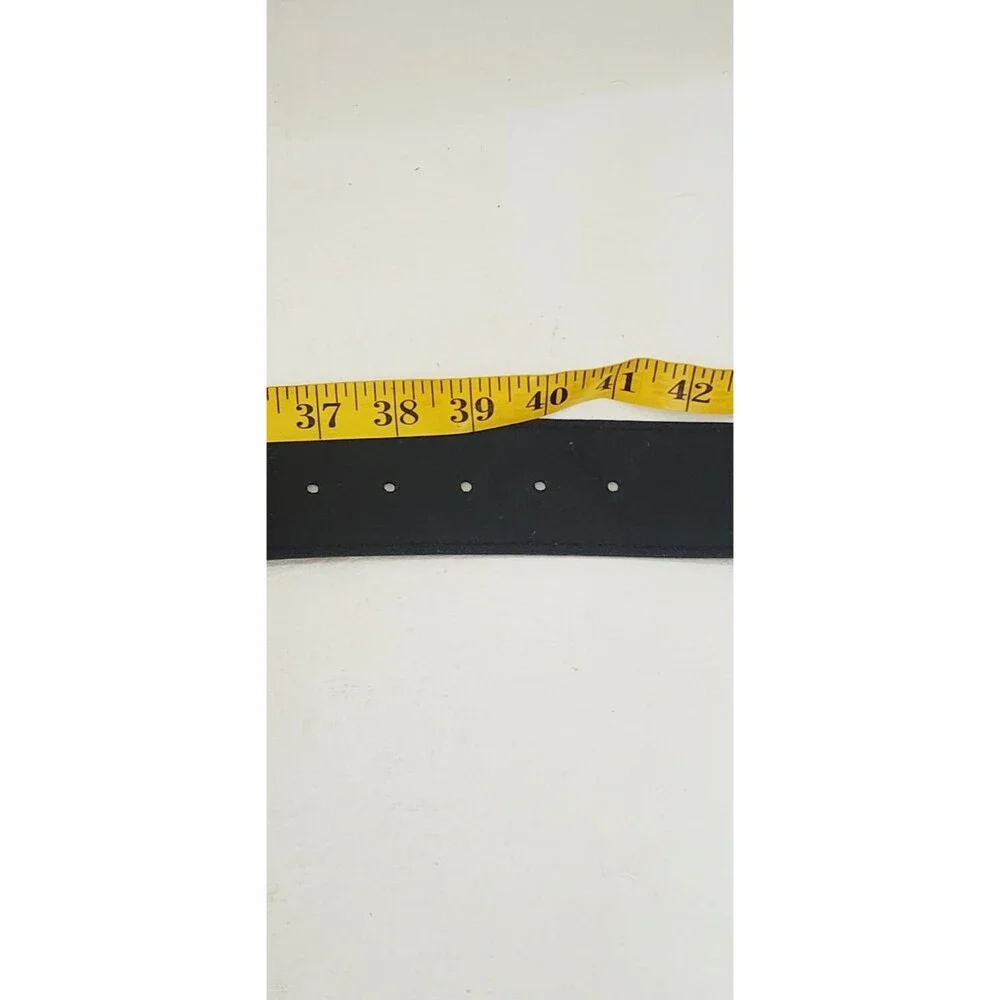 Page D New York Wide Leather Studded Waist Belt Black Panel Corset Belt L 37-41